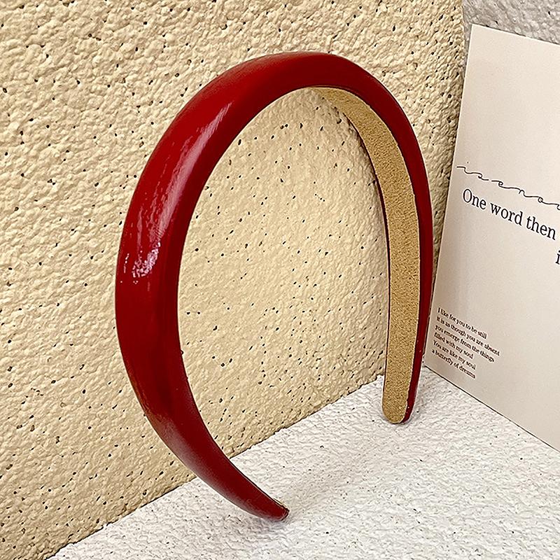 Retro Rødt Lær Svamp Hodebånd For Kvinner Temperament Hårbøyle Vaske Ansikt Hårbånd Kvinnelig Fest Hårtilbehør Gave
