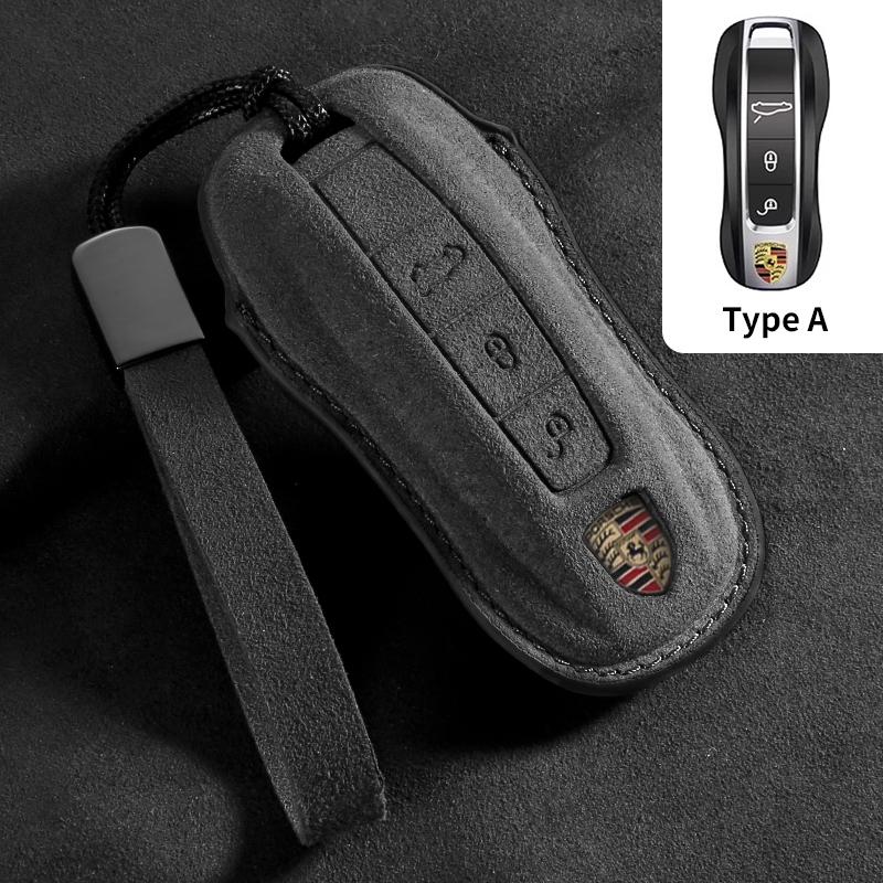 Wildleder Auto Schlüsselhülle Abdeckung für Porsche 718 911 Panamera Cayenne Macan Boxster Cayman Auto Schlüssel Schutzhülle Zubehör