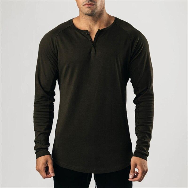 Youthful Vitality Solid Men's T-shirts Fashion Cotton Bodybuilding Tops Long Sleeve