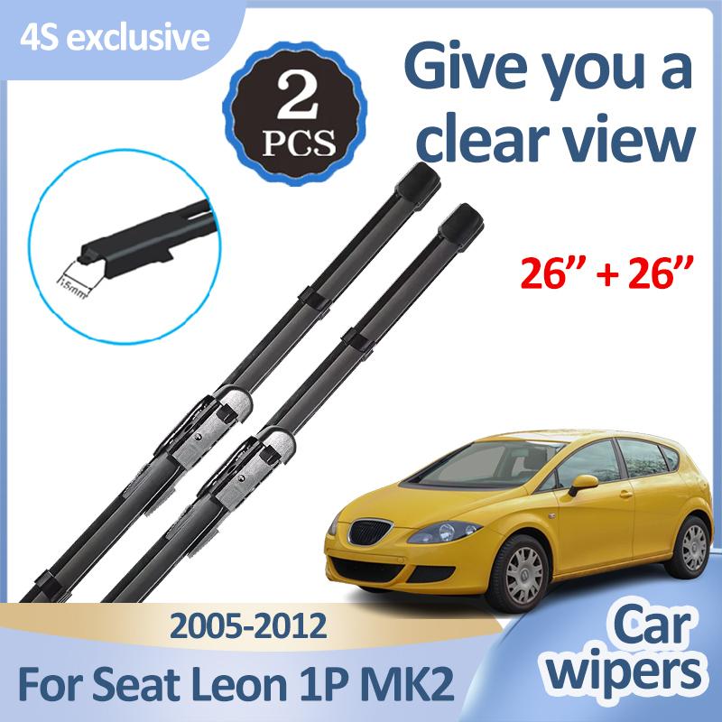 Car Wiper Blades For Seat Leon 1P 2007 Mk2 Car Accessories 2005-2012 Durable Front Windshield Windscreen Wipers Flat Wiper Blade