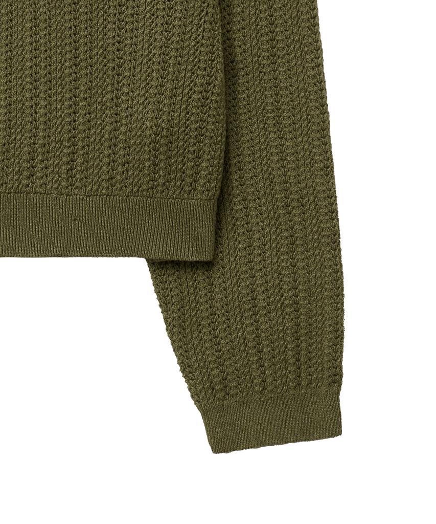 STANDARDERROR 87-Stan190 Country Oversized Color Block Lettering Knit Khaki