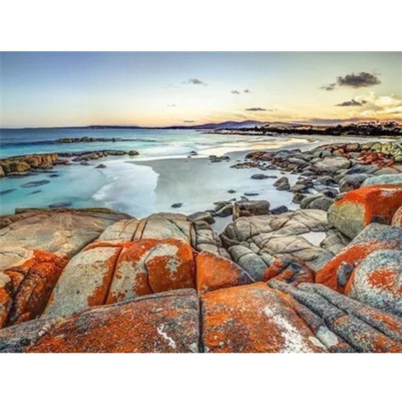 Diamond Painting Full Round Square Natural Landscape Wall Stickers Mosaic Beach Embroidery Mountain Scenery Diamond Art