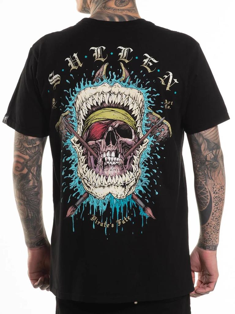 Sullen Men's Pirates Fate Short Sleeve Premium T-shirt Shark Skull Tattoo Tee