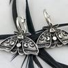 Gothic Ancient Silver Moon Phase Hoop Earrings Saturniid Moth Dangle Earrings for Women Halloween Witch Aesthetic Jewelry Gifts