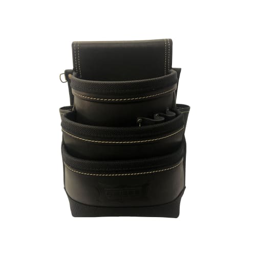 Knicks Fully Vegetable-Tanned Leather 3-Drawer Waist Pouch (Black) KBB-301DD