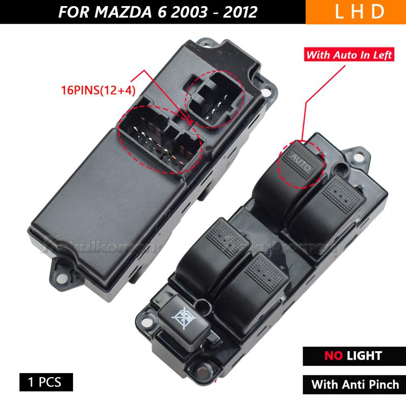 Car Front Left Side Electric Power Window Master Switch Control Button LHD For Mazda 3 6 FML Premacy GJ6A-66-350A GJ6A66350A