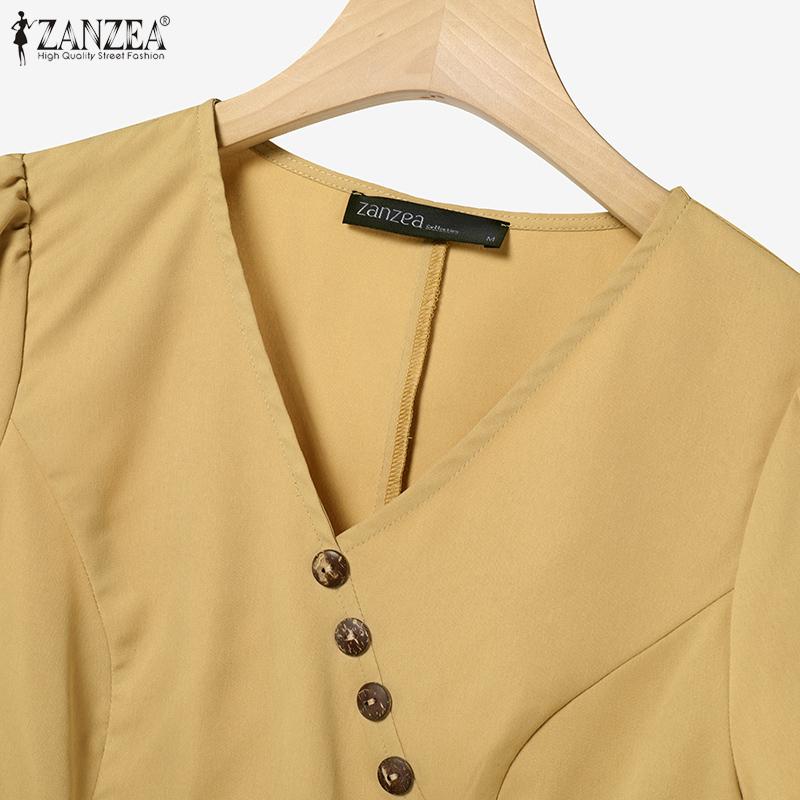 ZANZEA Women Short Sleeve Blouse and Pants Summer Two Piece Suit Sets