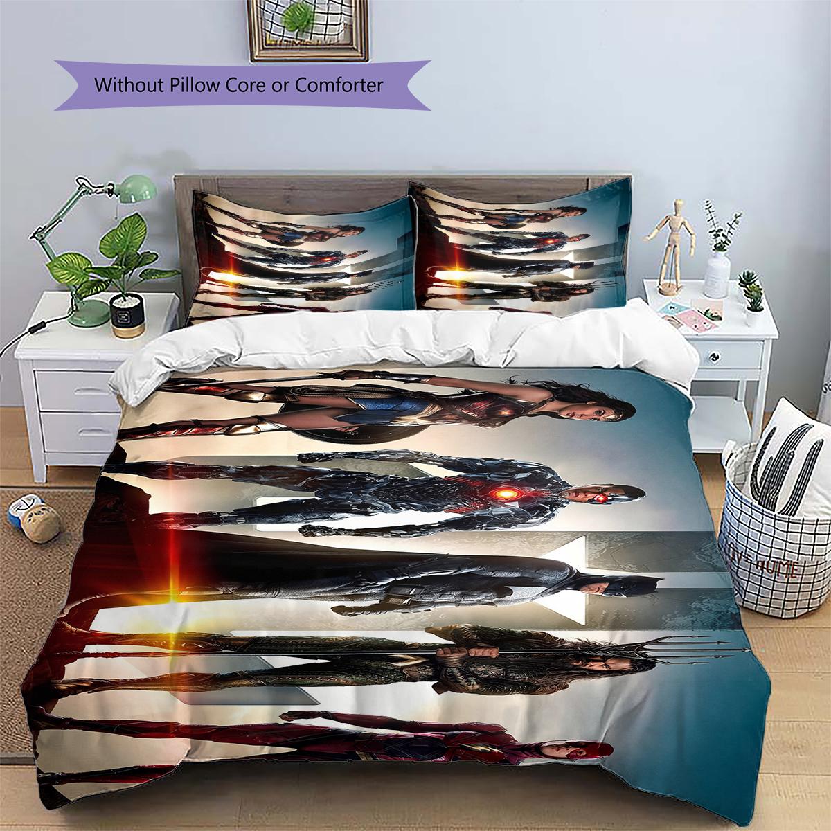 

Justice League Heroes Bedding Set Duvet Cover Pillowcase No Filler, Soft Home Bedroom Decor, Perfect Gift for Fans.chl 135x200cm