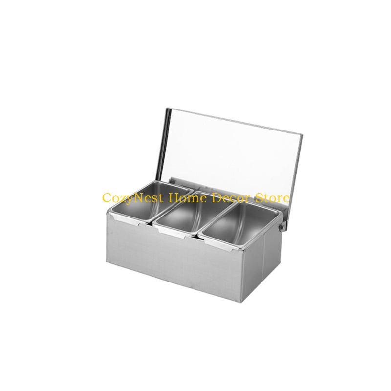 92MF Practical Nonrust Steel Spice Storage Box Multi Section Kitchen Essential For Organized Cooking And Meal Preps