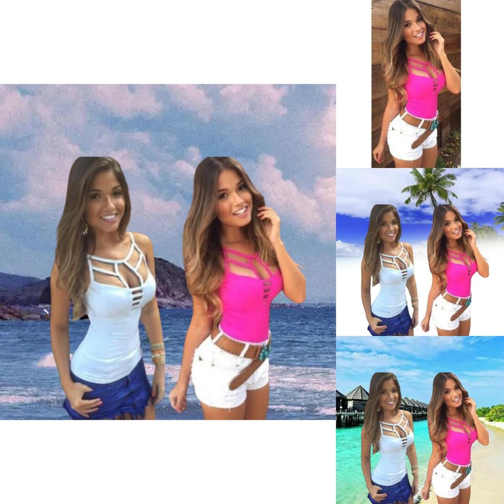 Solid Color Thin Shoulder Strap Halter Top Sleeveless Blouse Summer Casual T Shirt