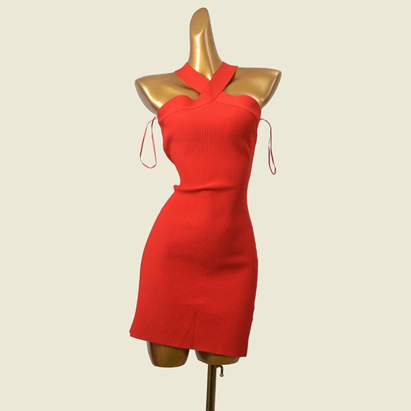 California Fashion Card Cross-Halterneck Bodycon Dress Fashion Wind Sexy Slim Thread Knitting Dress