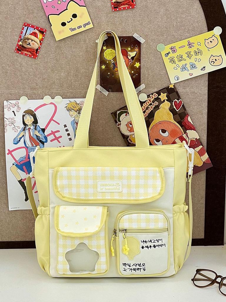 Borsa a Zaino Ulzzang Dolce e Carina Esposizione Fumetti Borsa a Spalla Uniforme JK per Pendolarismo e Uscite Borsa a Tracolla Donna Y2K