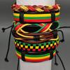 Jamaica Justerbart Röd-Gul-Grön Färgblock Vävda Läderarmband - Sexdelat Set