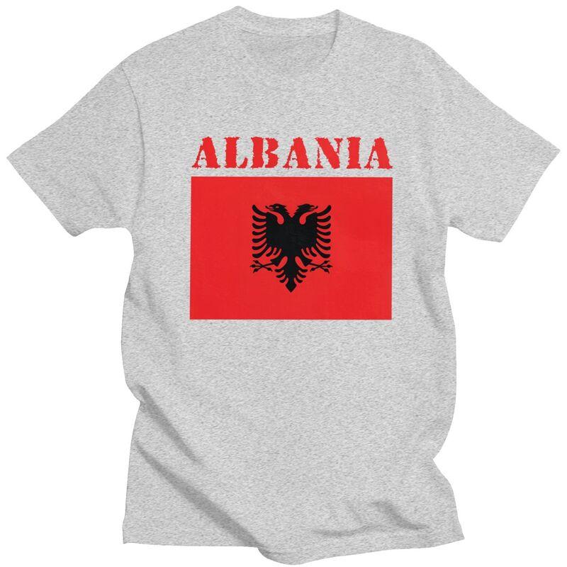 Custom Fashion Albania Flag T Shirts Men ShortSleeve Tshirts Casual Tee Tops Pure Cotton Oversized Tshirts Gift