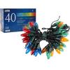 Jumbo Christmas Tree Lights, Multicolor, Candle-shaped, 40 Pieces, Green Cable, 8.9m, 220V-240V for Indoor Use