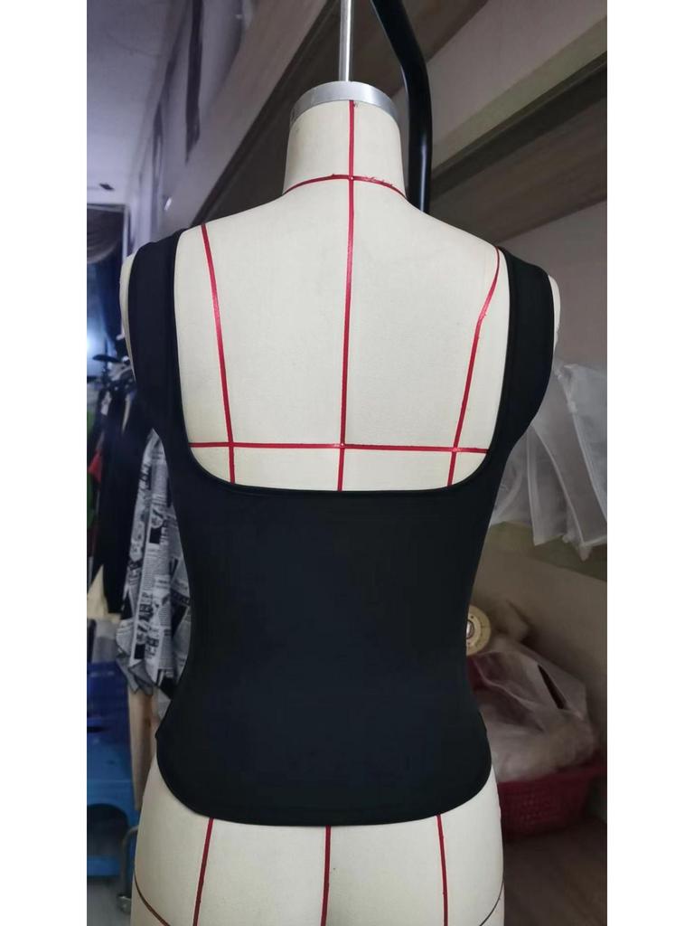 Ziyuan Y2K Spicy Girl Square Neck Backless Camisole - Slim Fit Solid Color Tank Top