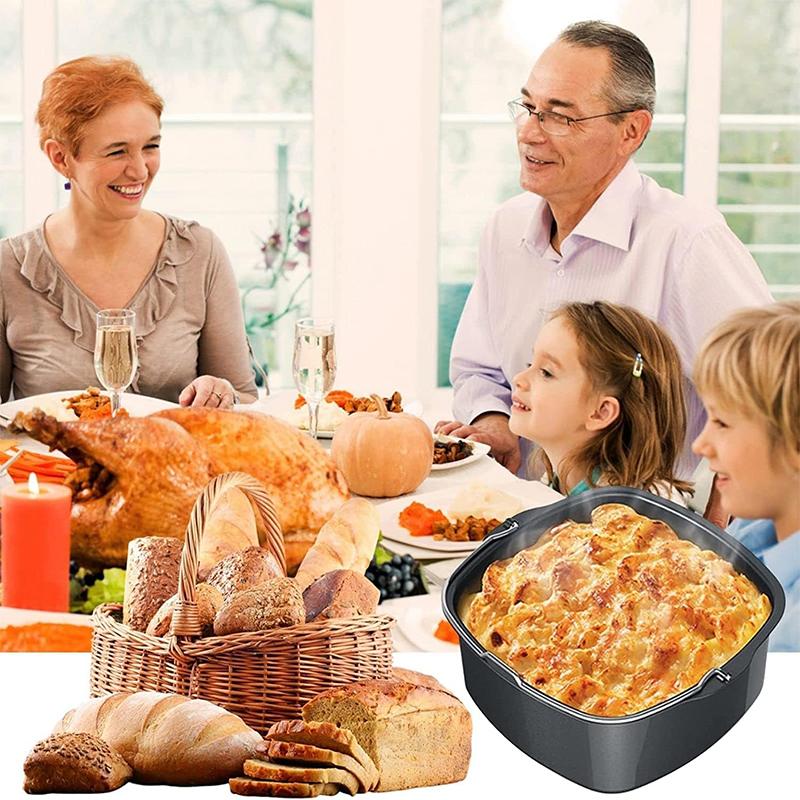 Square Silicone Baking Pot for Air fryer Accessories Non Stick Baking Mold Air Fryer Roasting Pizza Cake