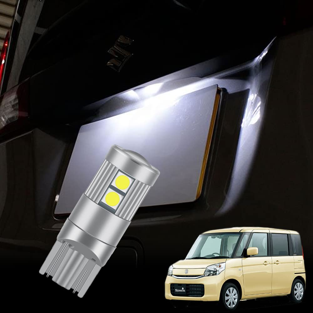 

YOBIS LED License Plate Light Bulb for Suzuki Spacia Palette T10 Wedge 6000K DC 1 Bulb MK32S/MK42S/MK53S, MK21S, Diffused, 9-Bulb, 3030SMD, White, белый