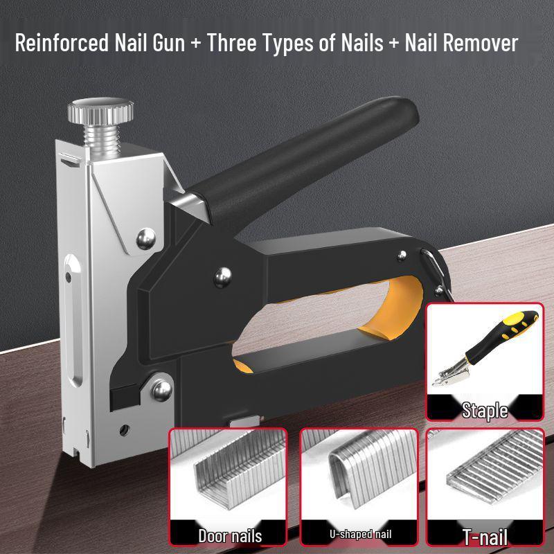 Three-in-One Handheld Woodworking Staple and Brad Nailer for Cabinets and Sofas