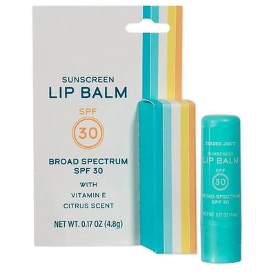 Sunscreen Lip Balm 3.8g 2 Pack Trader Joe's Sunscreen Lip Balm SPF30 with Vitamia E Citrus Scent