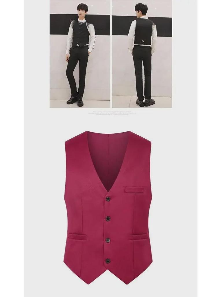Gilet de costume pour homme coupe slim style coréen - Nouveau design sans repassage