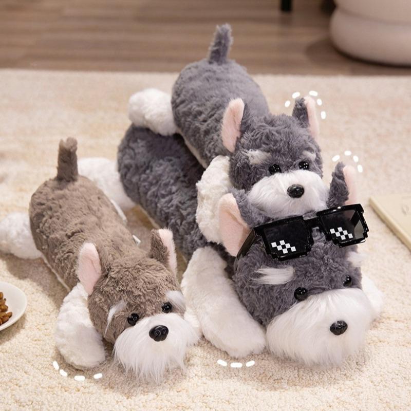 45CM Cute Schnauzer Dogs Plush Doll Cartoon Soft Stuffed Toys Pillow Kids Accompany Sleep Cloth Doll Toy Birthday Holiday Gift