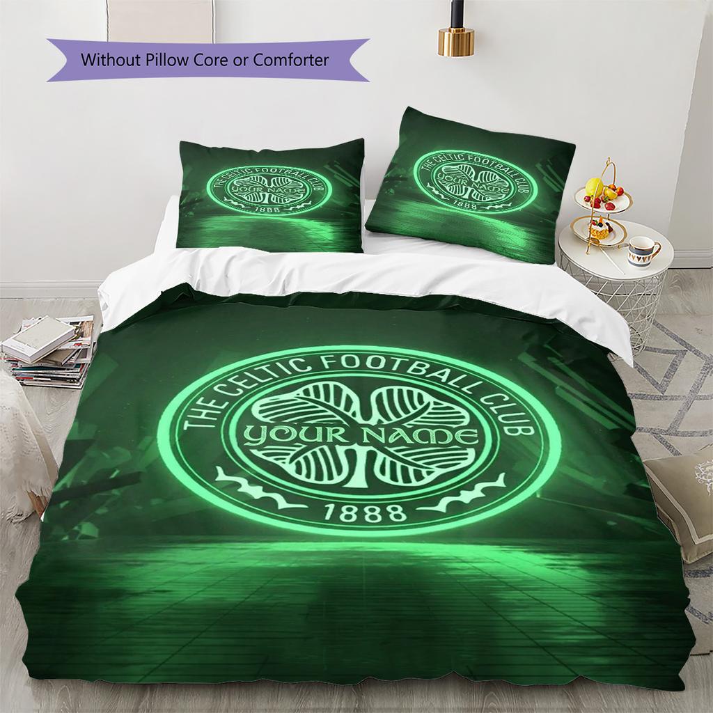Celtic Fc Crest Custom Name Pattern Bedding Quilt Set Quilt Cover Pillowcase Home Birthday Gift(1 * duvet cover + 2 * pillowcase, without core)