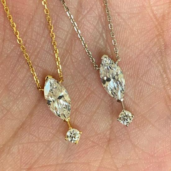 Marquise Cut Irregular Diamond Necklace for Women - Light Luxury Clavicle Chain, Perfect Gift for Girlfriend