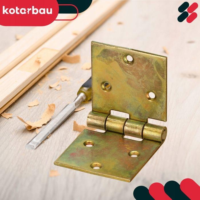 Charnière de caisse KOTARBAU Charnière de meuble, de table, de porte, 2 vantaux, acier galvanisé, jaune, 100 x 50 mm, 10 pièces