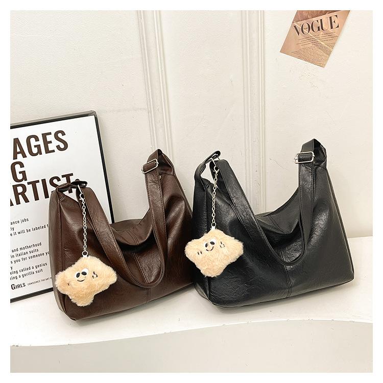 Soft Faux Leather Crossbody Bag for Women Vintage Style Tote Bucket Handbag Large Capacity
