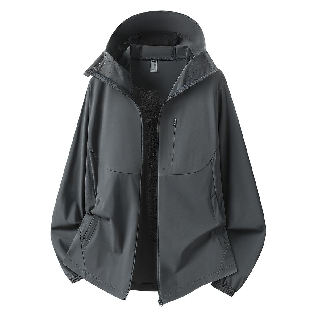 Summer new outdoor sunscreen clothes UPF10 + ice silk light and breathable hooded skin clothes group buying clothes