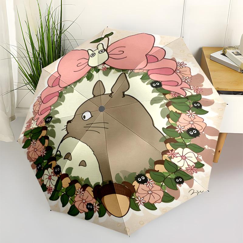 Totoro Moonlit Night Outdoor Automatic Umbrella Compact & Durable 8-Rib Design Compact Design Travel Essential Elegant Umbrella Birthday/Christmas Gif