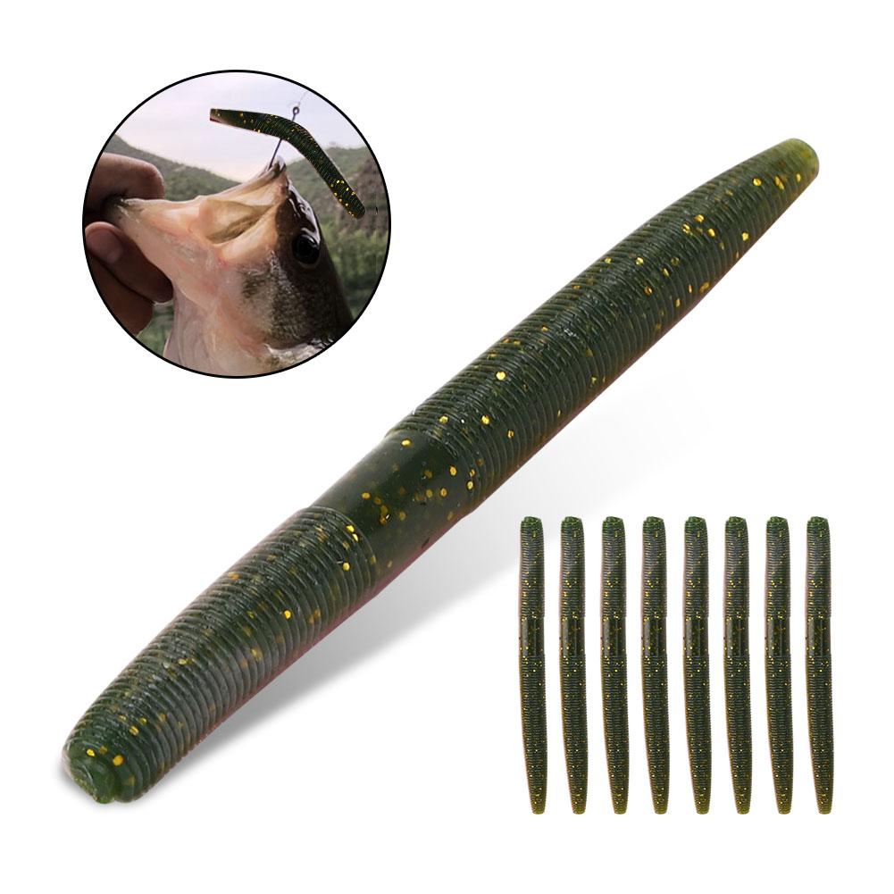 8PCS AR24 10cm6.5g Soft Worm Fishing Bait Artificial Lifelike Simulation Lure Accessory#2