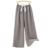 Women's Cloud Cotton Plaid Pajama Pants - Summer Casual Wide-Leg, Lightweight, Outdoor-Friendly, Yarn-Dyed, Long Style