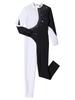 Kids Girls Gymnastics Dance Jumpsuit: Long Sleeve Round Collar Contrast Color Shiny Rhinestones Backless Performance Wear