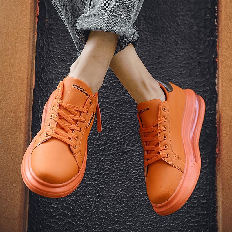 Tênis plataforma masculino, calçados casuais, novos, macios e confortáveis, em couro sintético, calçados casuais da marca, tênis novos