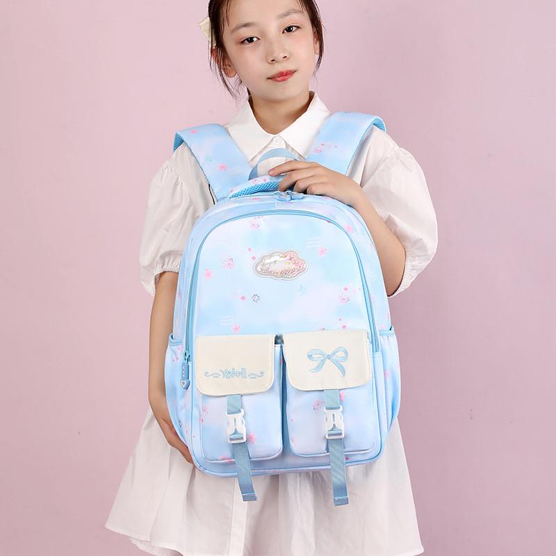 Stylish And Trendy Waterproof School Backpack For Girls With Cartoon Prints In Purple Pink And Blue