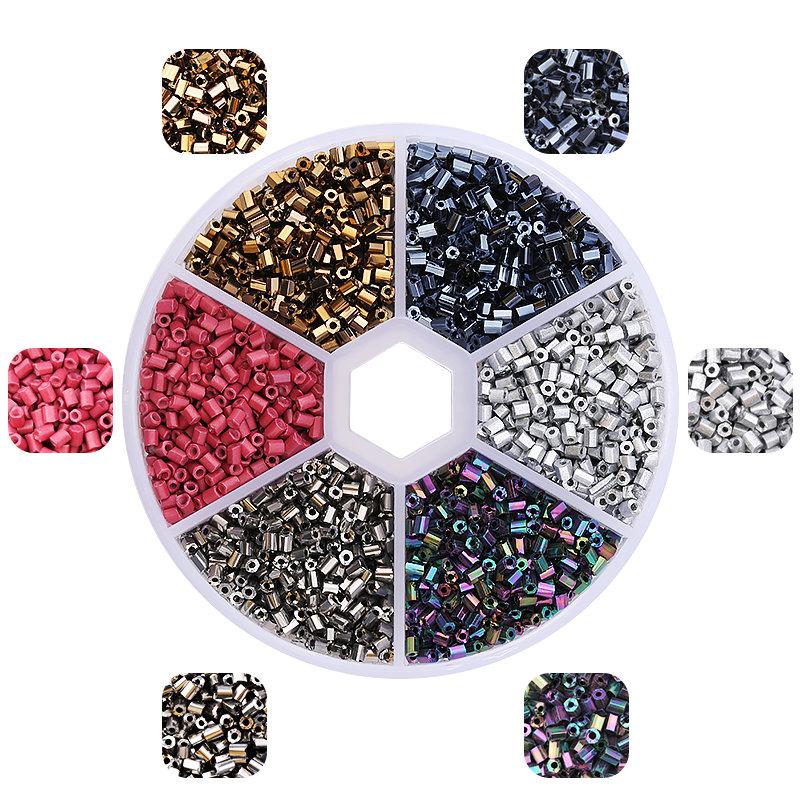 2mm Hexagon Shape Glass Tube beads Set Seed Beads Kits Charm Czech beads Bracelet Necklace DIY Jewelry Making Accessories