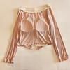 Women's Long Sleeve Pajama Set with Chest Pads - Bowknot Design, Korean Style, Suitable for Spring To Winter.