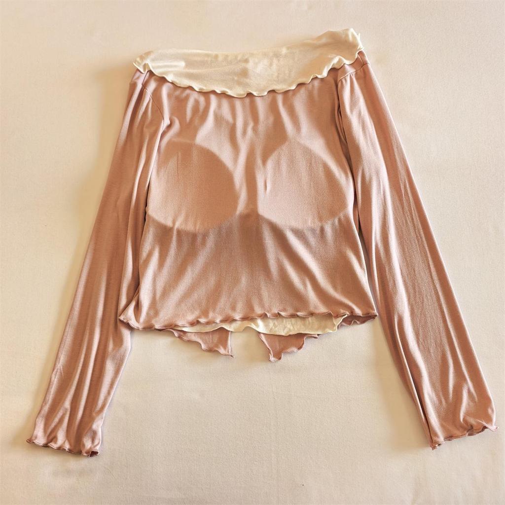 Women's Long Sleeve Pajama Set with Chest Pads - Bowknot Design, Korean Style, Suitable for Spring To Winter.