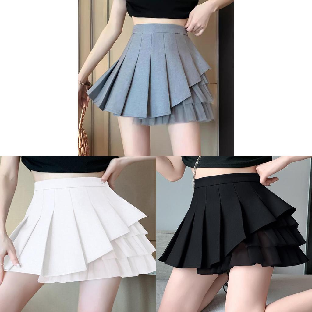Summer 2024 Pleated Mesh Mini Skirt With High Waist For Street Fashion Enthusiasts