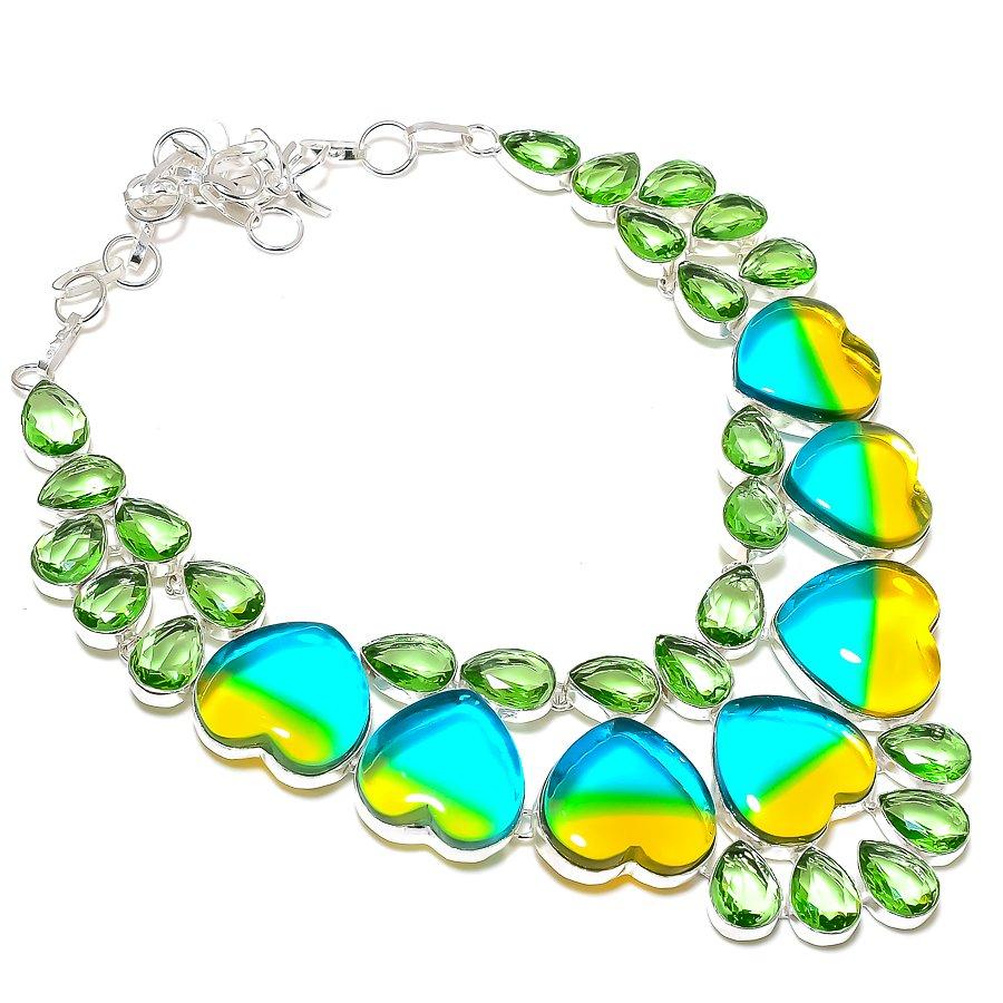 

Ожерелье из натурального двухцветного турмалина и цаворита из стерлингового серебра 925 пробы 18 дюймов D0o01