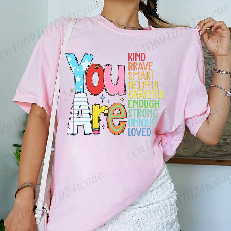 You Are Kinds Shirts for Women Back To School Tees Fashion Casual Teacher Appreciation Tee Trend Tshirts Retro Womens Tshirts