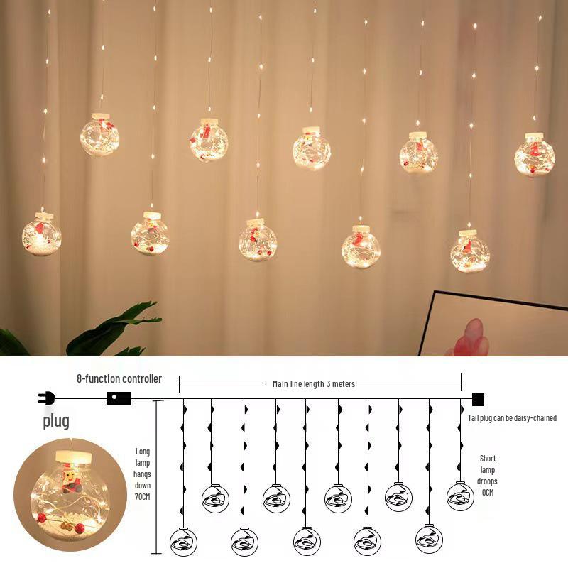 Weihnachtswunschkugel LED-Lichterkette: Kupferdraht Lichterkette für Schneemann & Weihnachtsmann Einkaufszentrum Fensterdekoration