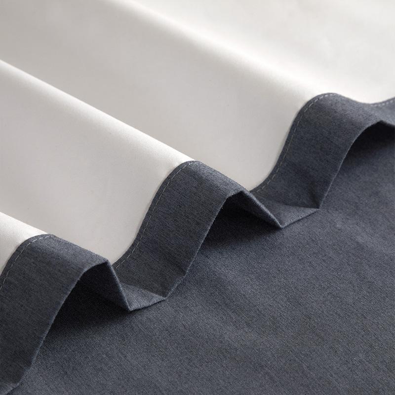 Curtains Full Blackout Plain Perforated Vertical Curtains, Bedroom Living Room Sound Insulation Finished Curtain Fabric