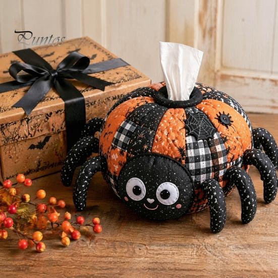 Kreatives Halloween-Geschenk für sie Taschentuchbox DIY Nähset, Thema, Patchwork-Stoffhandwerk Vampir Fledermaus Set, Handarbeit Gesteppte Hülle, Zuhause Und