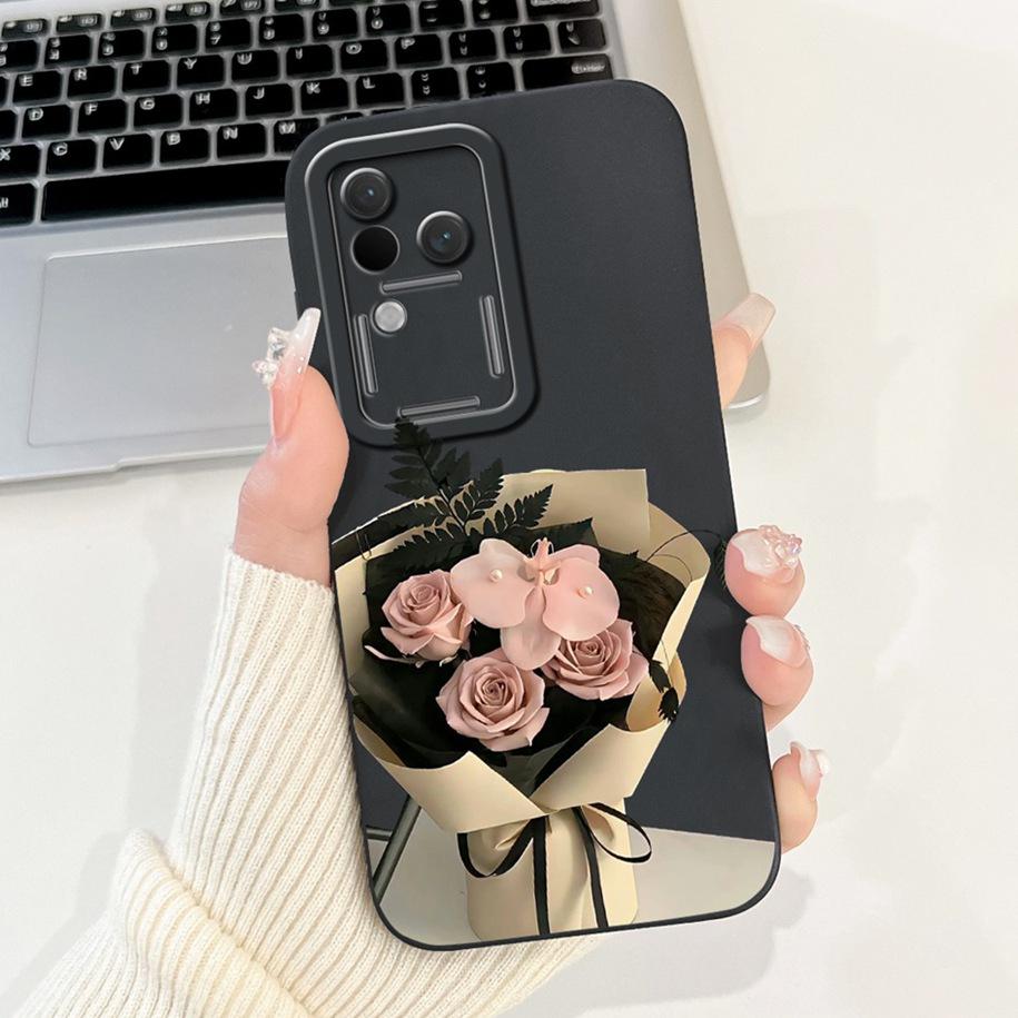Für Vivo V30 V2318 Hülle V30 Pro V2319 Cover Beliebte Blumen Schleife Weiche Flüssigsilikon Handyhüllen Für Vivo S18 Pro V 30 Fundas