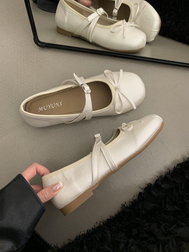 Leather platform silver ballet single shoes women's 2025 new summer wear Mary Jane with skirt small leather sandals burst