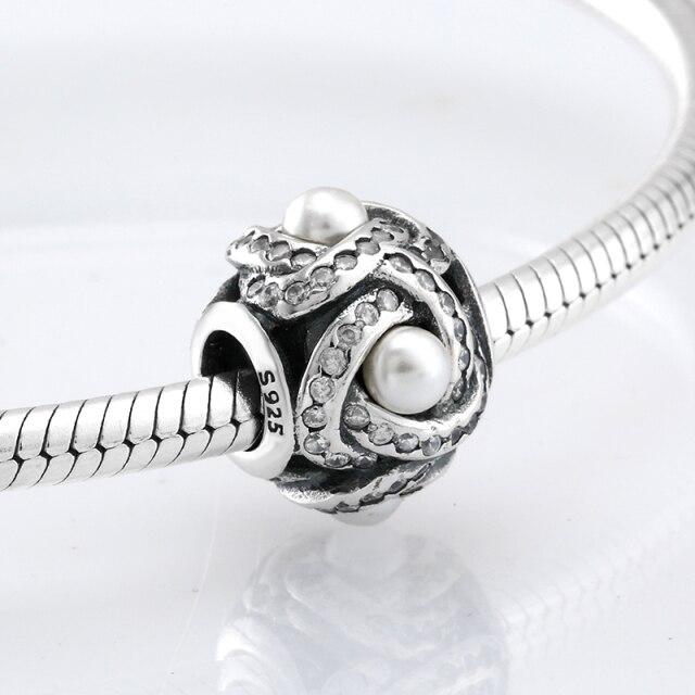 Perles fines en argent sterling 925 de forme ronde La famille est là où l'amour grandit Perles fines à faire soi-même adaptées aux bracelets à breloques originaux Fabrication de bijoux