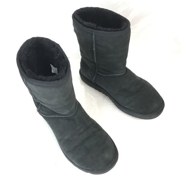 USA UGG Classic Short Mouton Boots [24.0/Black] S/N5825 Shoes(USED)